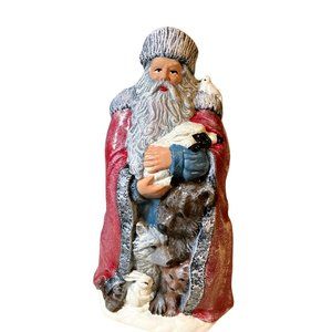 Ceramic Santa with Animals Figurine Homemade Christmas Decor